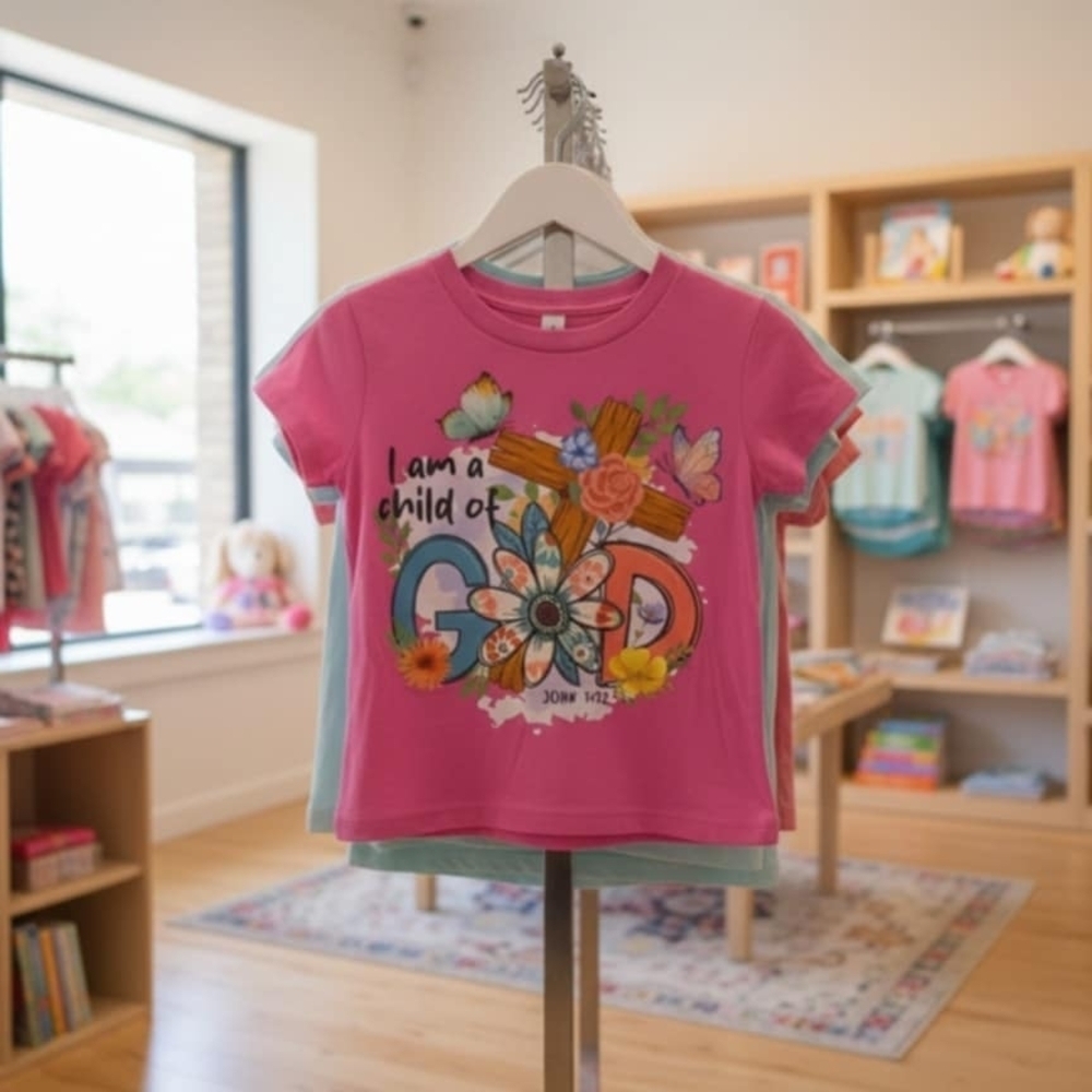 Vibrant Pink Kids' T-Shirt with Graphic Design - Picture 1 of 2